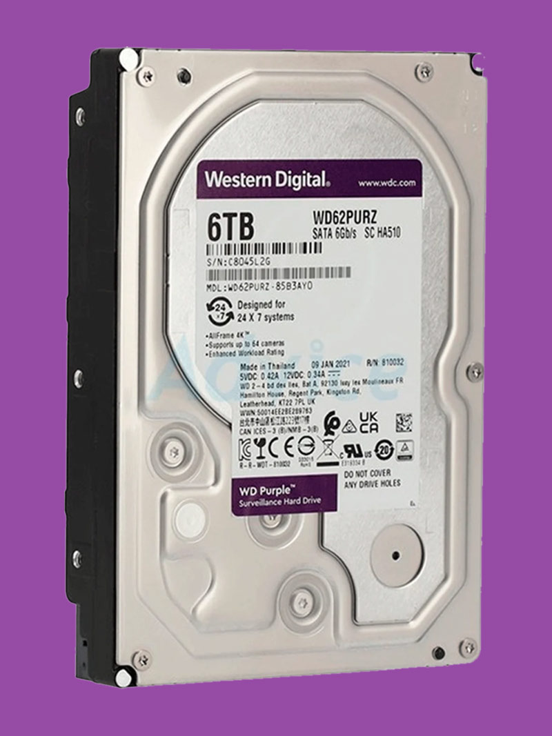 Western Digital 6TB WD Purple Surveillance Internal Hard Drive HDD WD62PURZ